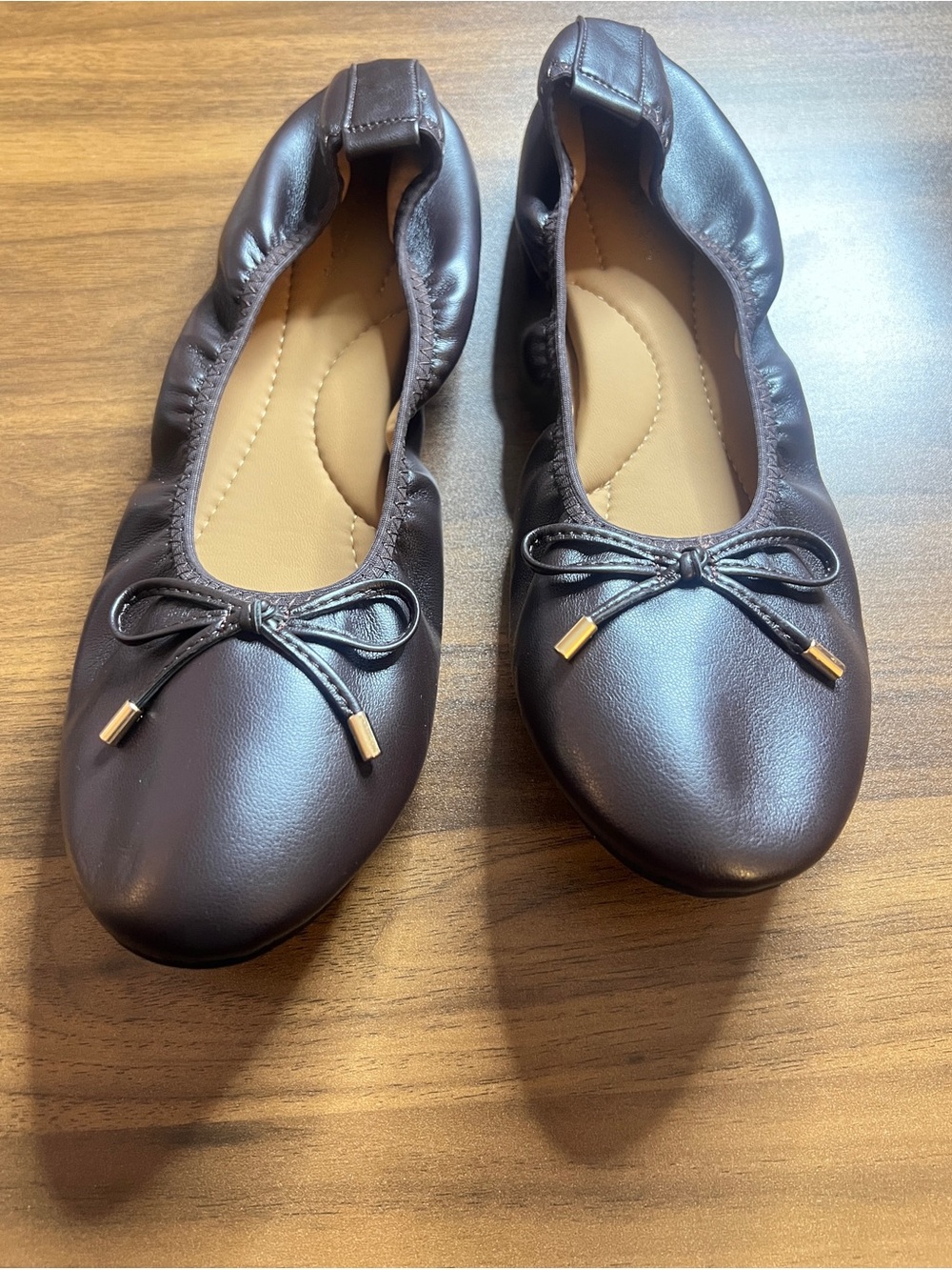 Brown Women's Ballet Flats with Bow